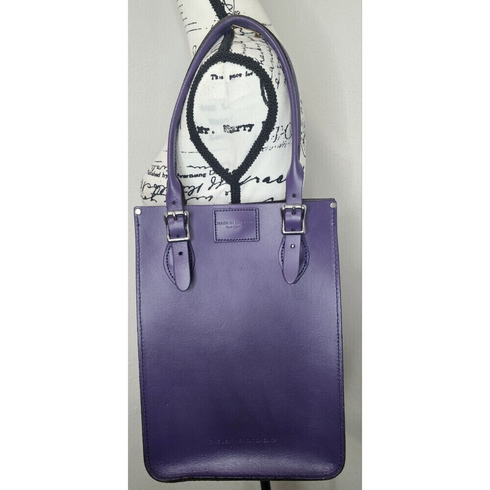The Leather Satchel Company Deep Purple Mini Tote Made In UK 12.5"x9" Adj Handle